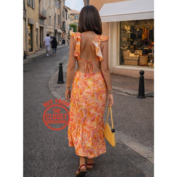 ZARA Blogger Favorite Long Linen Ruffle Maxi Dress NWT - Picture 10 of 16